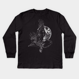 Raven in Flight Kids Long Sleeve T-Shirt